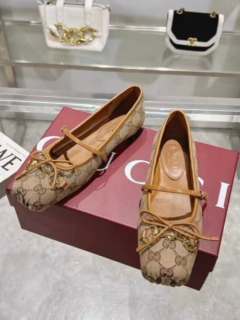 Gucci Monogram Mary Jane Ballet Flat Shoes Women’s